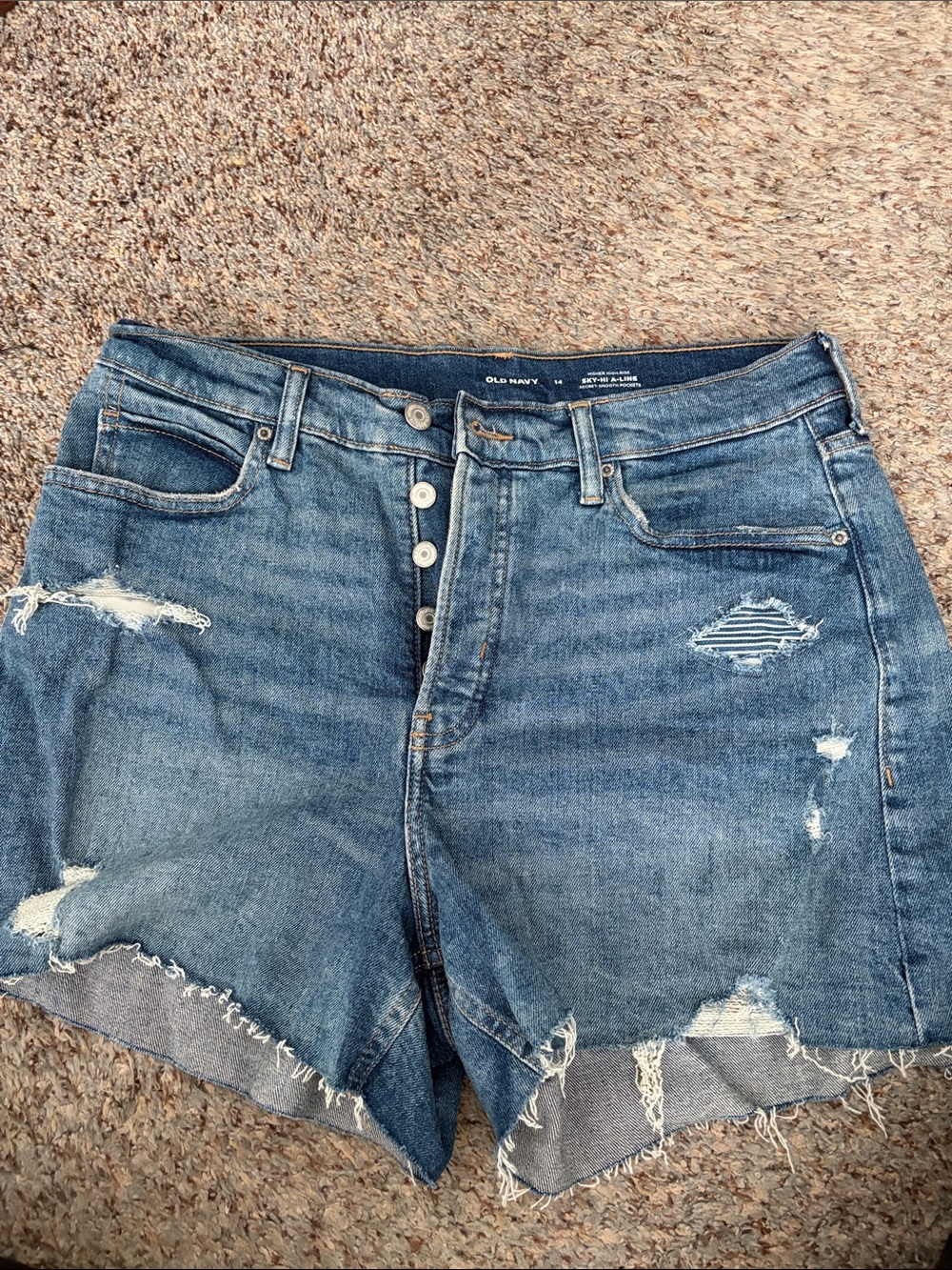 Old Navy Blue Distressed High-Rise Denim Shorts